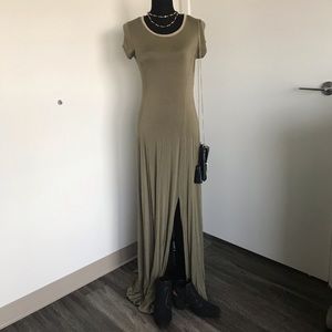 Michael Kors Olive with Gold Trim Maxi w/ Slit